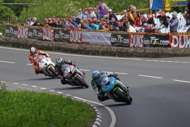 Spectators at Hillberry Fanzone and Grandstand watching the TT races